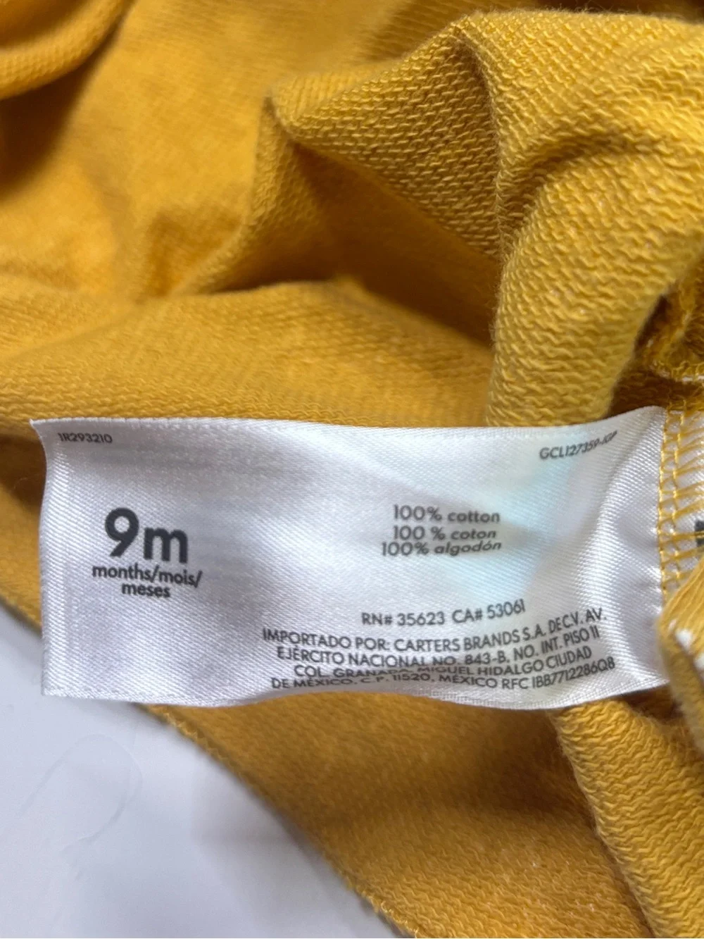 Carter’s Baby Hooded Romper Mustard Yellow Heart Print 9M